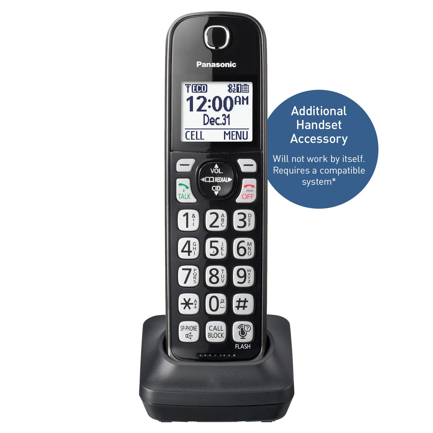 Panasonic Cordless Phone Handset Accessory Compatible With Kx Tgd66X Series Cordless Phone Systems   Kx Tgda66M (Metallic Black)